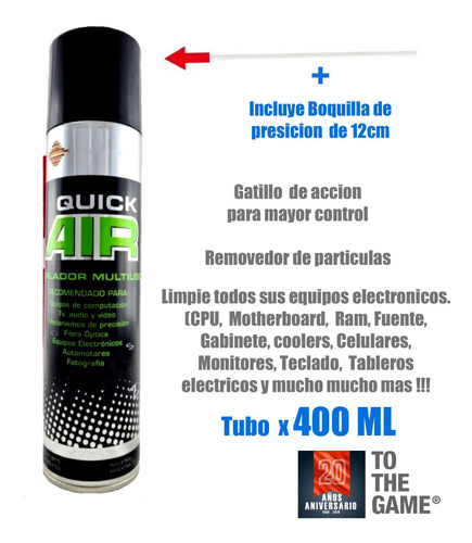 Imagen 3 de 9 de Aire Comprimido Aerosol 400 Ml Para Limpiar Pc X2