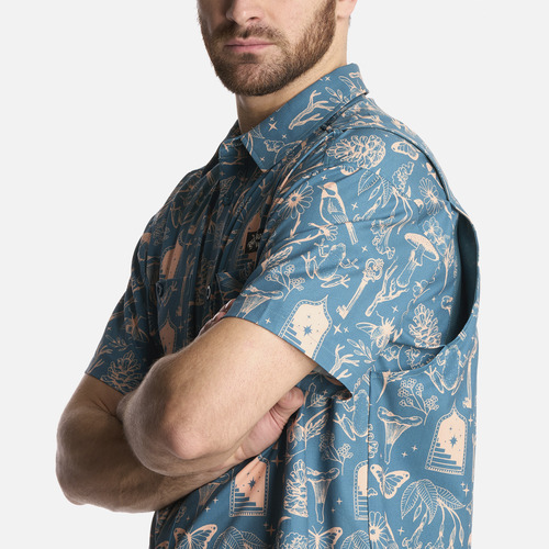 Camisa Hombre Cumbre Manga Corta Print Petroleo Haka Honu