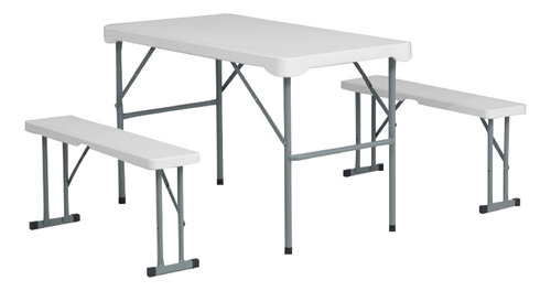 Mesa Con Bancas Plegable 1.13 M Blanco
