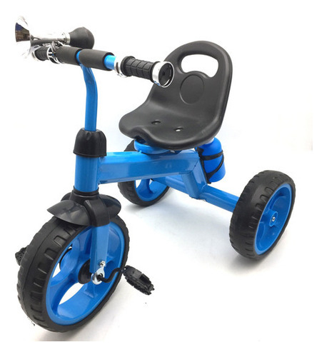 Triciclo Infantil Niños De Metal Con Bocina Y Caramañola Color Azul