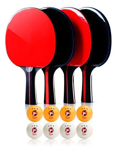 Pro Ping Pong Paddle Set Juego 4 Paleta Goma 0.079 in 8
