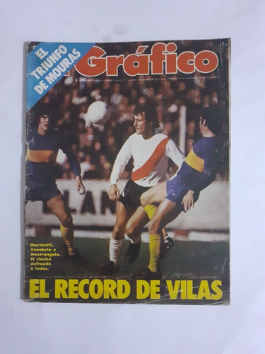 El Gráfico 3019 River 1 Boca 1 , Velez 2 Colon 0 Año 1977