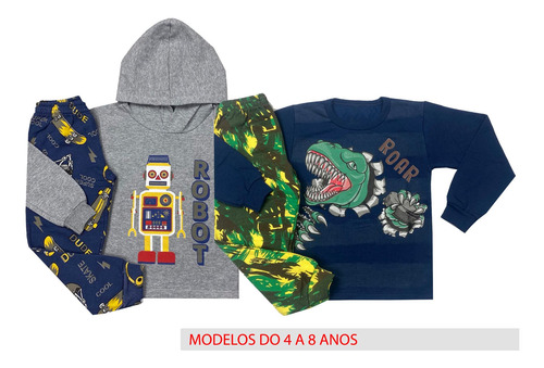 Imagem 11 de 11 de Kit 3 Conjunto Moletom Infantil Menino Roupa Inverno