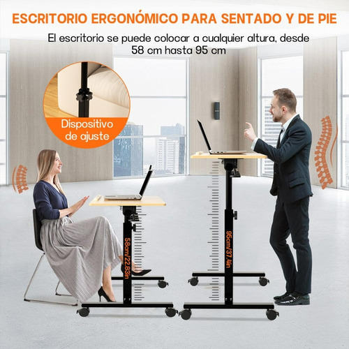 Escritorio Plegable Madera Oficina Ruedas Práctico