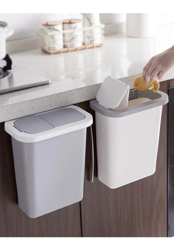 Imagen 1 de 5 de Basurera Cocina Portátil Con Tapa Color Blanca 0 Gris 5 Lt