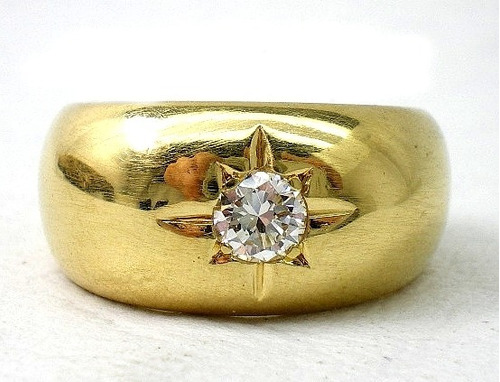  Anillo Solitario De Oro 18 Kt Y Brillante Goldantiques