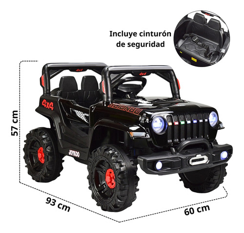 Montable Electrico Camioneta 4x4 Control Remoto Luz Led 12v Color Negro Joykoo