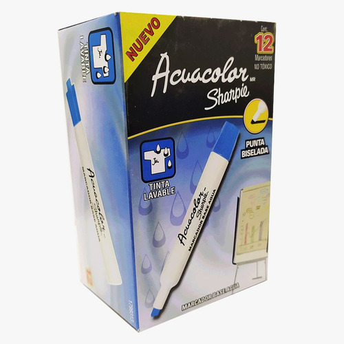 Marcador De Agua Acuacolor Azul Claro Cincel 12 Pzs