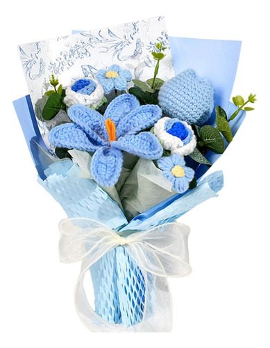Ramo De Punto De Crochet Bouquet Bouquet Con Envoltura, Flor