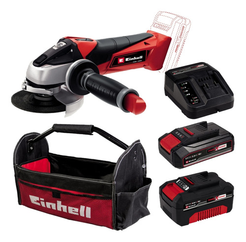 Esmeril Angular 18v + 2 Baterías + Cargador + Bolso Einhell 