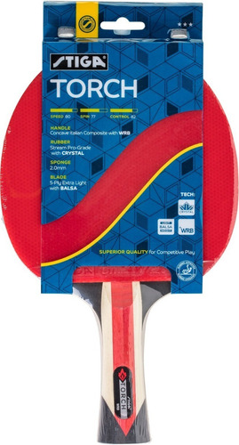 Stiga T1261 Torch Table Tennis Raqueta Ping Pong Color Rojo