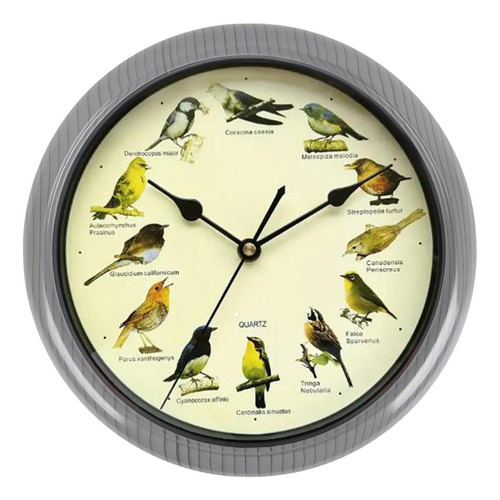 Reloj De Pared Con Diseño De Aves, Decoración Gris 25cm