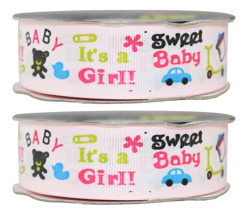 Imagen 1 de 3 de Listón Popotillo Estampado Baby Shower,2 Piezas,014-1-p