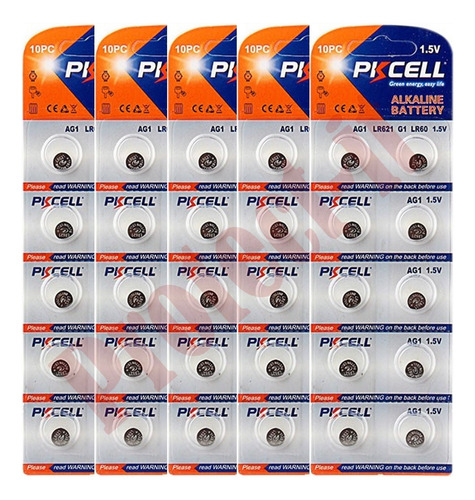 50 Piezas Ag1 Lr621 Alcalinas 1.5v = G1 Lr60 164 364 Gp64a