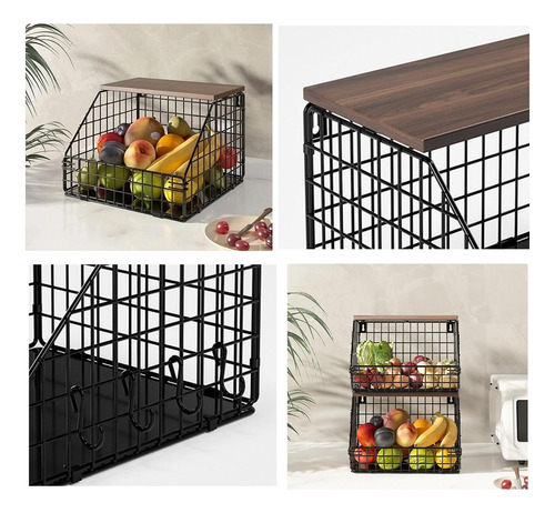 Cesta De Alambre Apilable Para Encimera De Cocina, 30 X 30,5
