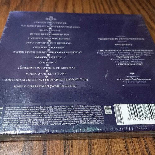 Cd +dvd Sarah Brightman *a Winter Symphony Nuevo Sellado (Usado)