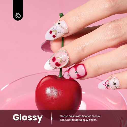 Esmalte De Uñas En Gel Beetles, 1 Unidad De 15 Ml, Color Roj