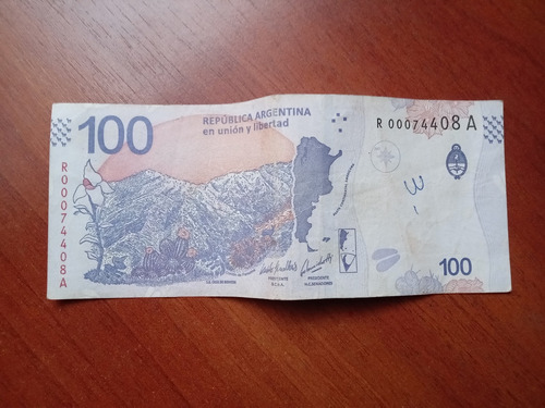 Billete 100 Pesos Taruca Reposición Circulado Bueno Escrito (Usado)