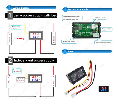 Imagen 7 de 7 de Voltímetro Digital Dc 0-100v 10a Display Voltaje Corriente