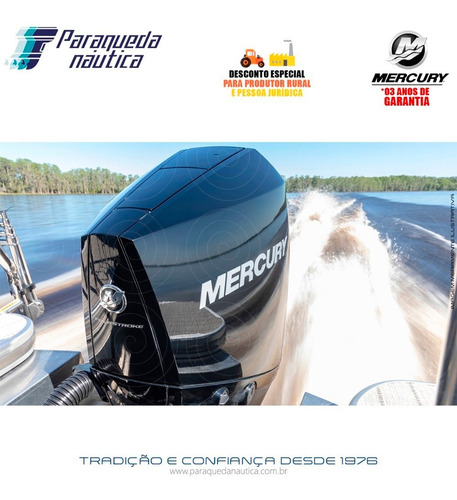 Motor De Popa Mercury 4 Tempos 300hp Xl V8 Mecânico Preto