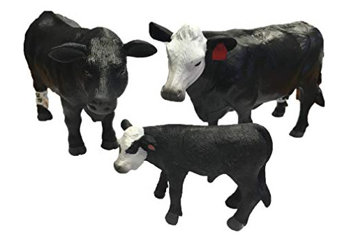 Pequeño Buster Toys Negro Angus Bull, White Faced Cow