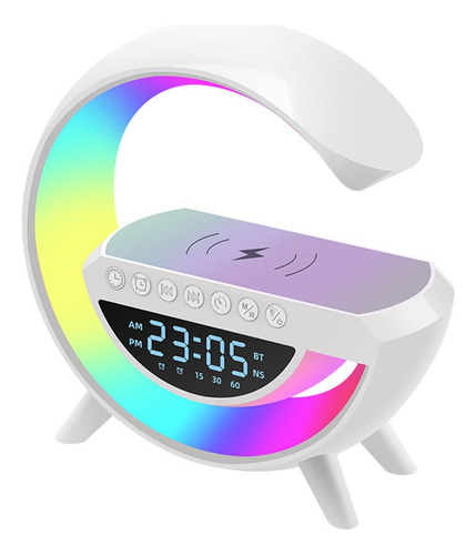 Lampara Mesa Parlante, Carga Inhalambrica Cel, Led, Reloj