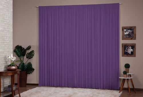 Cortina Versátil 4,00x2,80 Para Sala Ou Quarto Cor Uva