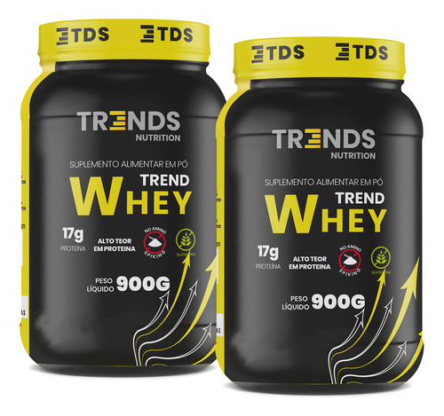 Combo 2x Whey Protein Concentrado Blend Proteinas Pote 900g Sabor Baunilha