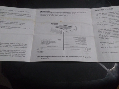 Manual Instruções Tojo Ab-2000 Amplificador Potência Estéreo