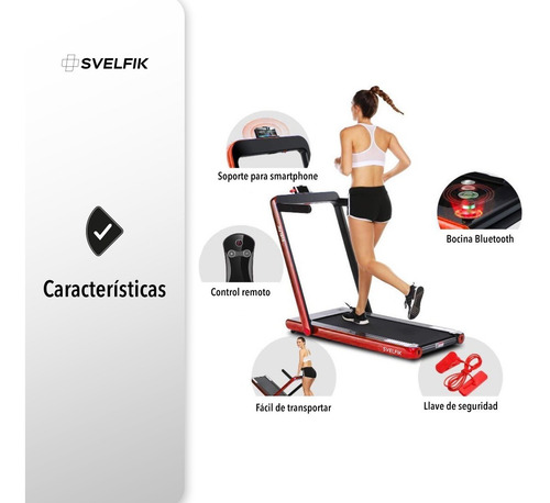 Imagen 3 de 7 de Caminadora Eléctrica Con Bocina Bluetooth 2.5 Hp Svelfik Ms