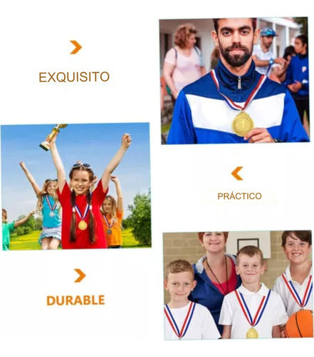 . Set De 15 Medallas Metálicas Oro Plata Bronce Con Listón