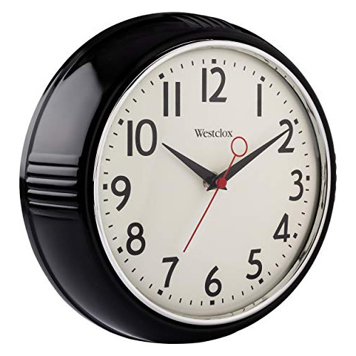 Negro 32042bk 1950 S Reloj De Vidrio Convexo Caja Retro...