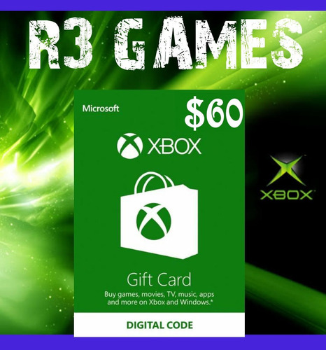 Xbox Gift Card Usa 60 Dólares  Xbox One, Series S, Series X.