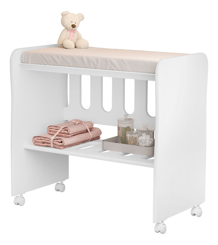 Bela Store Berço Mini Colchão Quarto Bebê Infantil Menina Menino Multifuncional 2 X 1 Com Trocador Baby Rodízios Bed Side Moisés Mosquiteiro