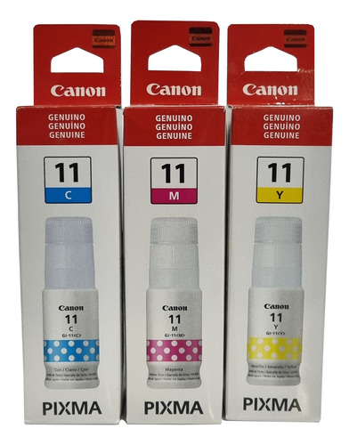 Combo 3 Botellas De Tinta Canon Gi 11 Cian Magenta Amarillo