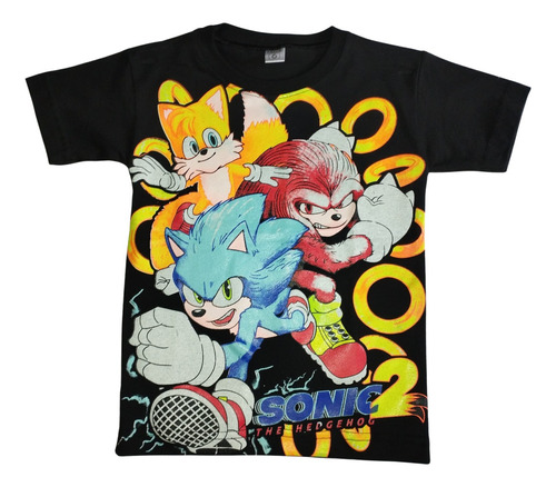 Remera Niño Sonic 2  100% Algodón Brilla En La Oscuridad