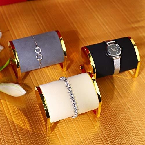 Soporte Exhibidor De Reloj Metal Dorado Y Terciopelo Negro