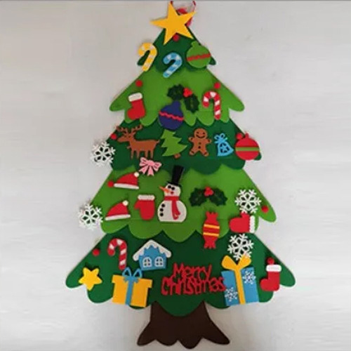 Árbol De Navidad De Fieltro Para Decoración De Pared Con Luz