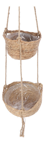 Cesta Colgante Tejida De 2 Niveles Para Colgar Frutas