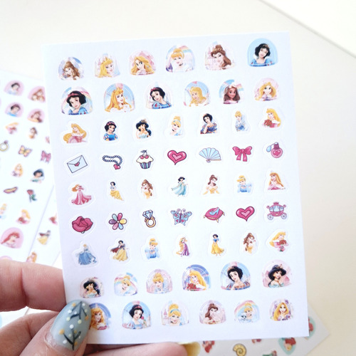 Set De Planchas De Stickers Kawaii Disney Princesas Sirenita