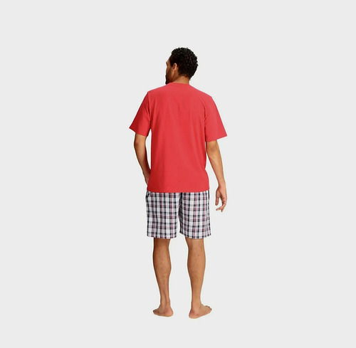 Pijama Corto Algodón Mota Talla S Color Rojo Mt30189