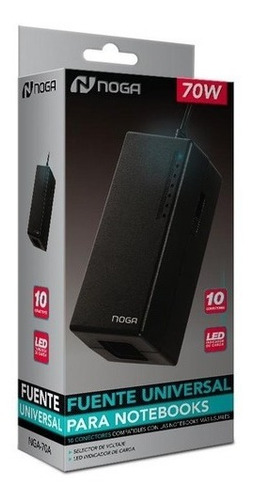 Imagen 3 de 3 de Cargador Universal Notebook 70w + Fichas Multiples Noga 70a