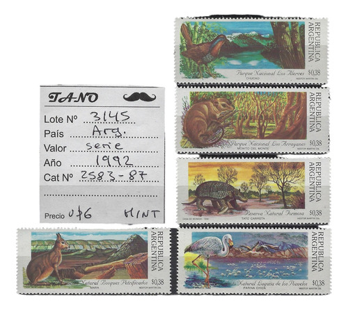 Lote3145 Argentina Serie 1992 Gj# 2583-87 Mint