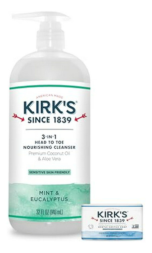 Shampoo Body Wash 3 En 1 Kirk's Mint & Eucalyptus 32 Oz.