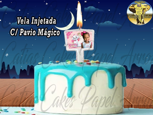 Imagem 5 de 10 de Vela Aniversário C/ Pavio Mágico Catia's Cakes Foto E Idade