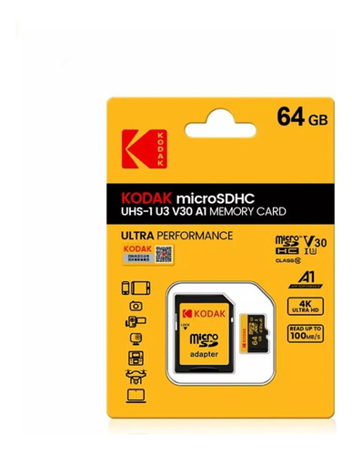 Cartão Memória Kodak Sd U3 V30 A1 32gb 100mb 4k Ultra Hd