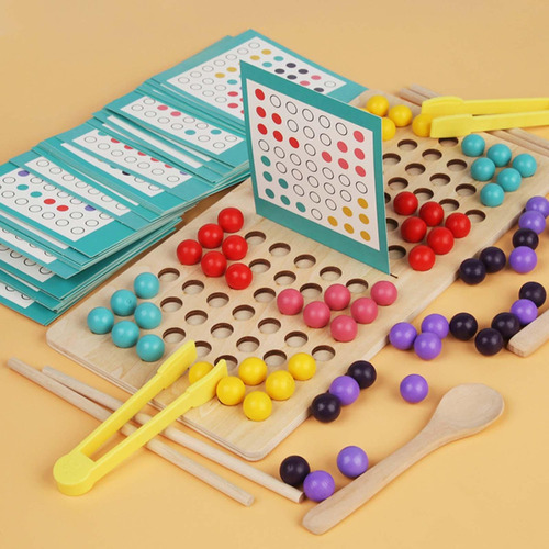 Juego De Cuentas De Madera Con Clavija, Juguete De