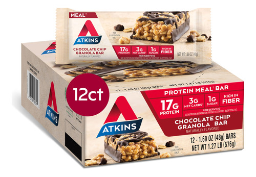 Atkins Barra De Comida De Proteina De Granola Con Chispas De