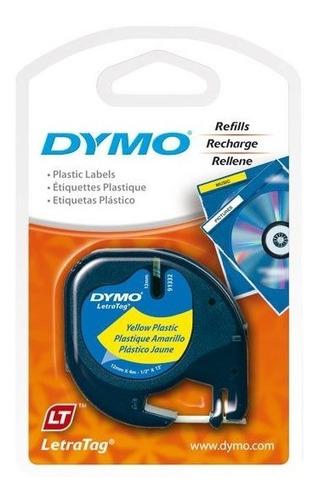 Cinta Para Rotulador Dymo Color Negro Sobre Amarillo 12m /vc