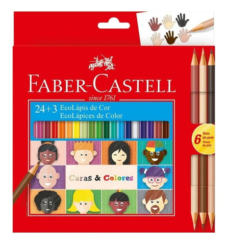 Set 24 Ecolápices Caras Y Colores + 3 Bicolor Faber Castell